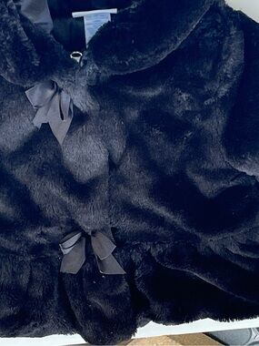 Bon Bebe Black Faux Fur Pea Coat for Kids